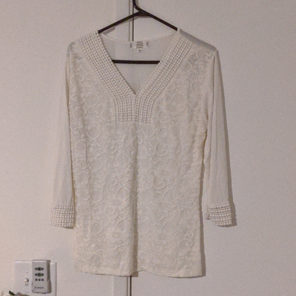 Lace detailed long sleeve t-shirt
